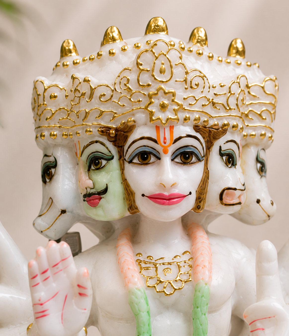 Panchmukhi Hanuman Marble Idol – 10 Inch Handcrafted Statue