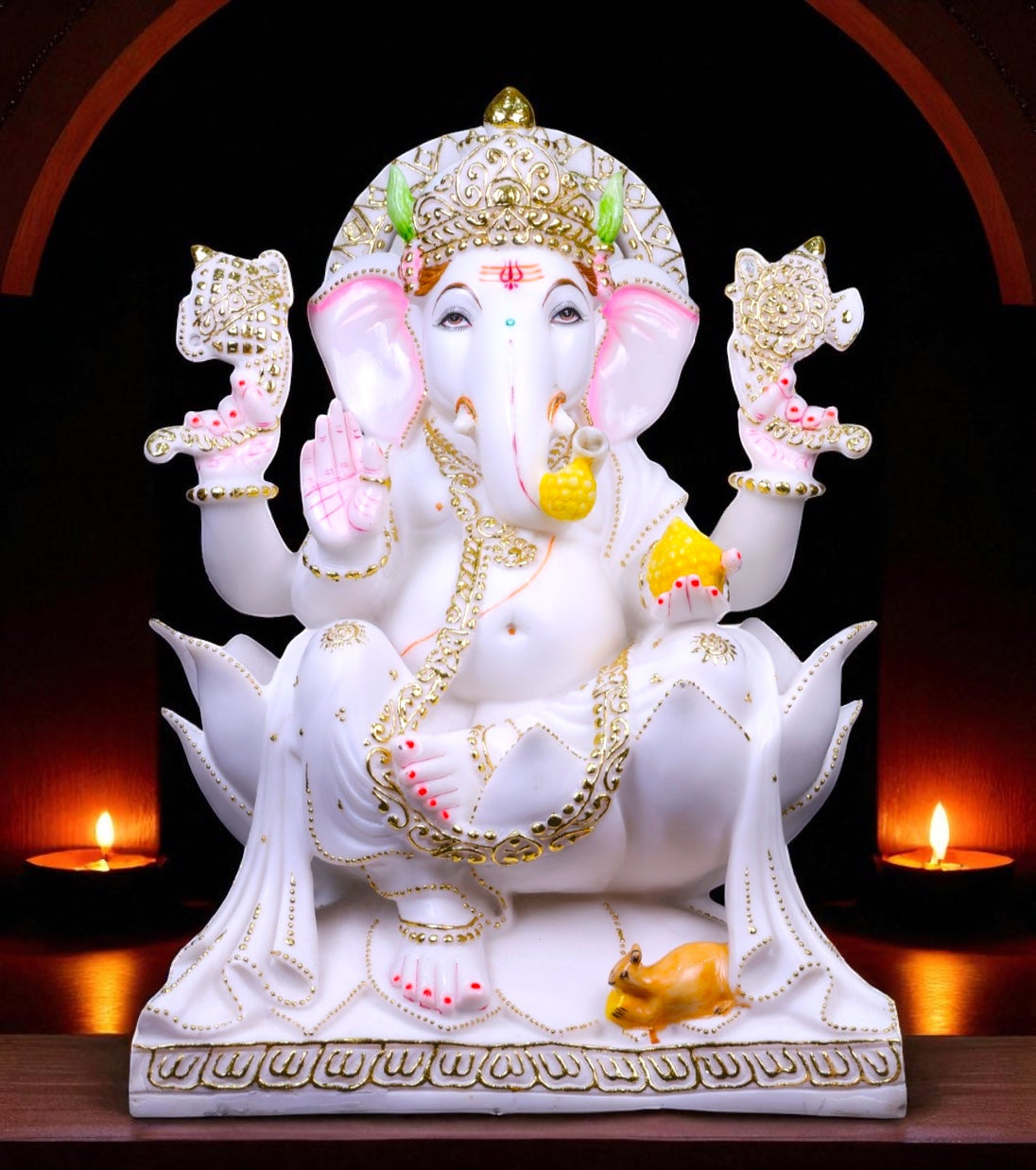 Lord Ganesha '45,72 cm / 1,5 Fuß' (reiner Marmor)