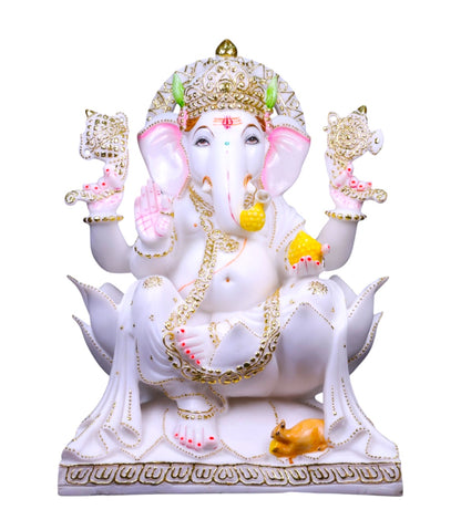 Lord Ganesha '45,72 cm / 1,5 Fuß' (reiner Marmor)