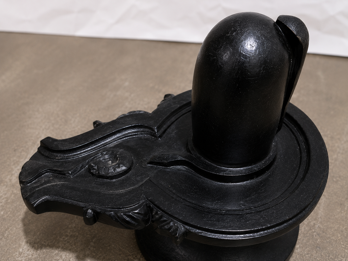 15 Inch Black Marble Shivling with Nandi | Handcrafted Shivling Murti Set