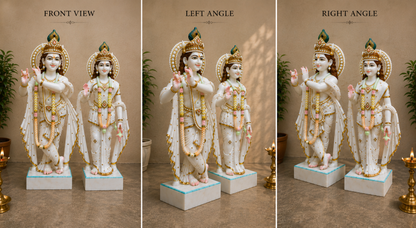 3.5 Feet Radha Krishna Marble Murti | Divine Jugal Jodi