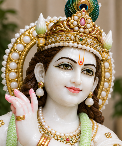 3.5 Feet Radha Krishna Marble Murti | Divine Jugal Jodi