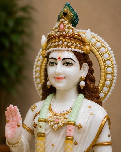 3.5 Feet Radha Krishna Marble Murti | Divine Jugal Jodi
