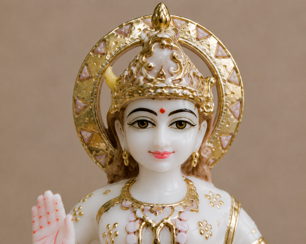 12 Inch Ram Darbar Marble Murti Set | Ram, Sita, Lakshman & Hanuman