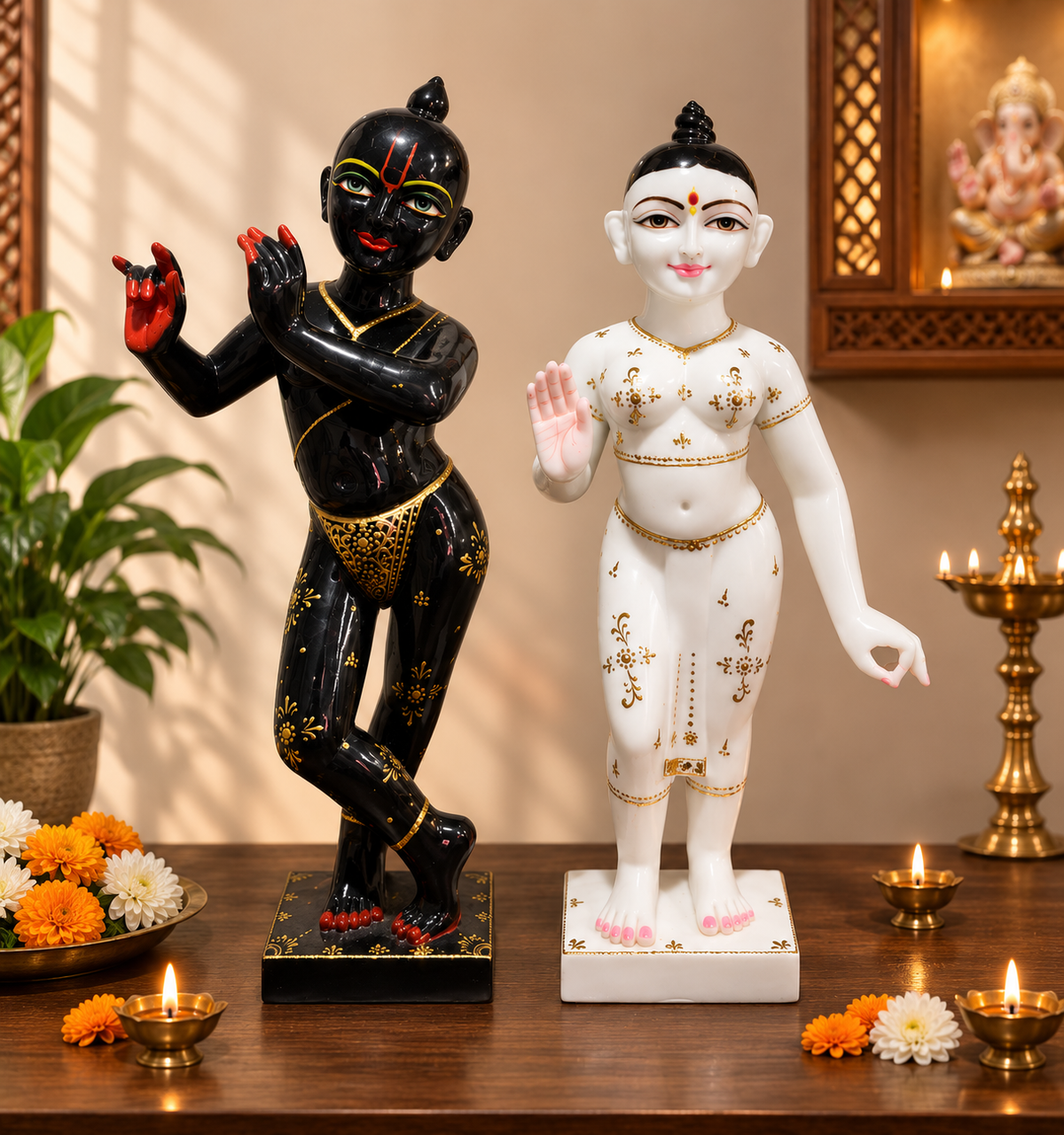 ISKCON Radha Krishna Idol Set – 2 Feet Handcrafted Pure Marble Statues