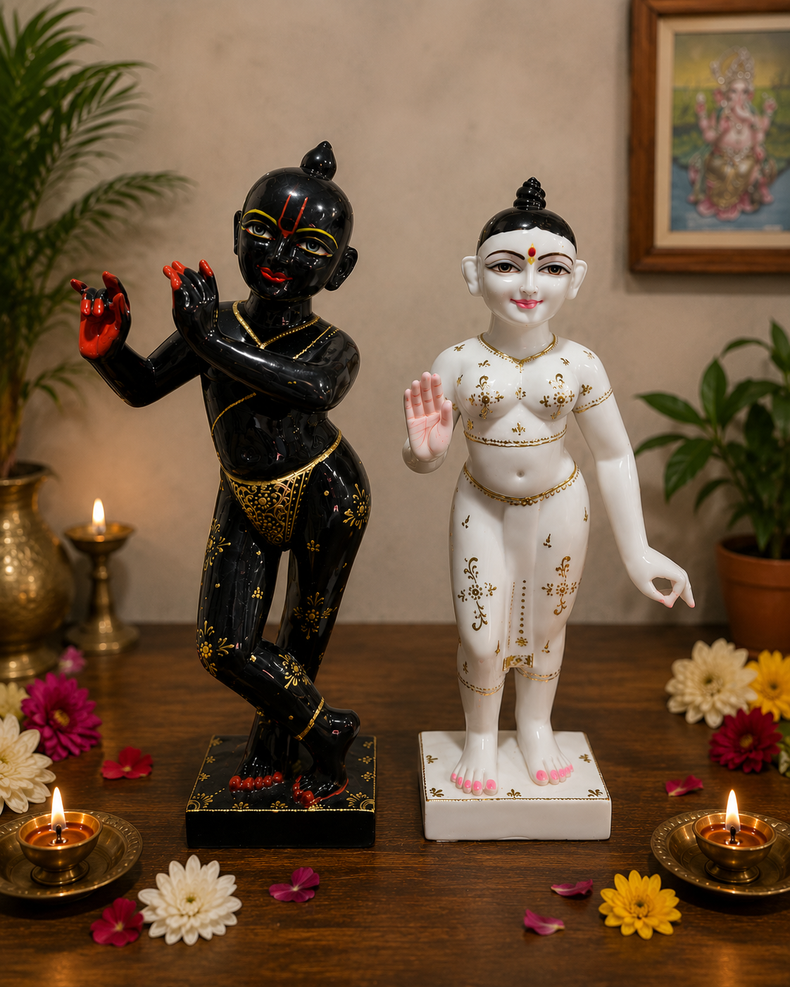 ISKCON Radha Krishna Idol Set – 2 Feet Handcrafted Pure Marble Statues