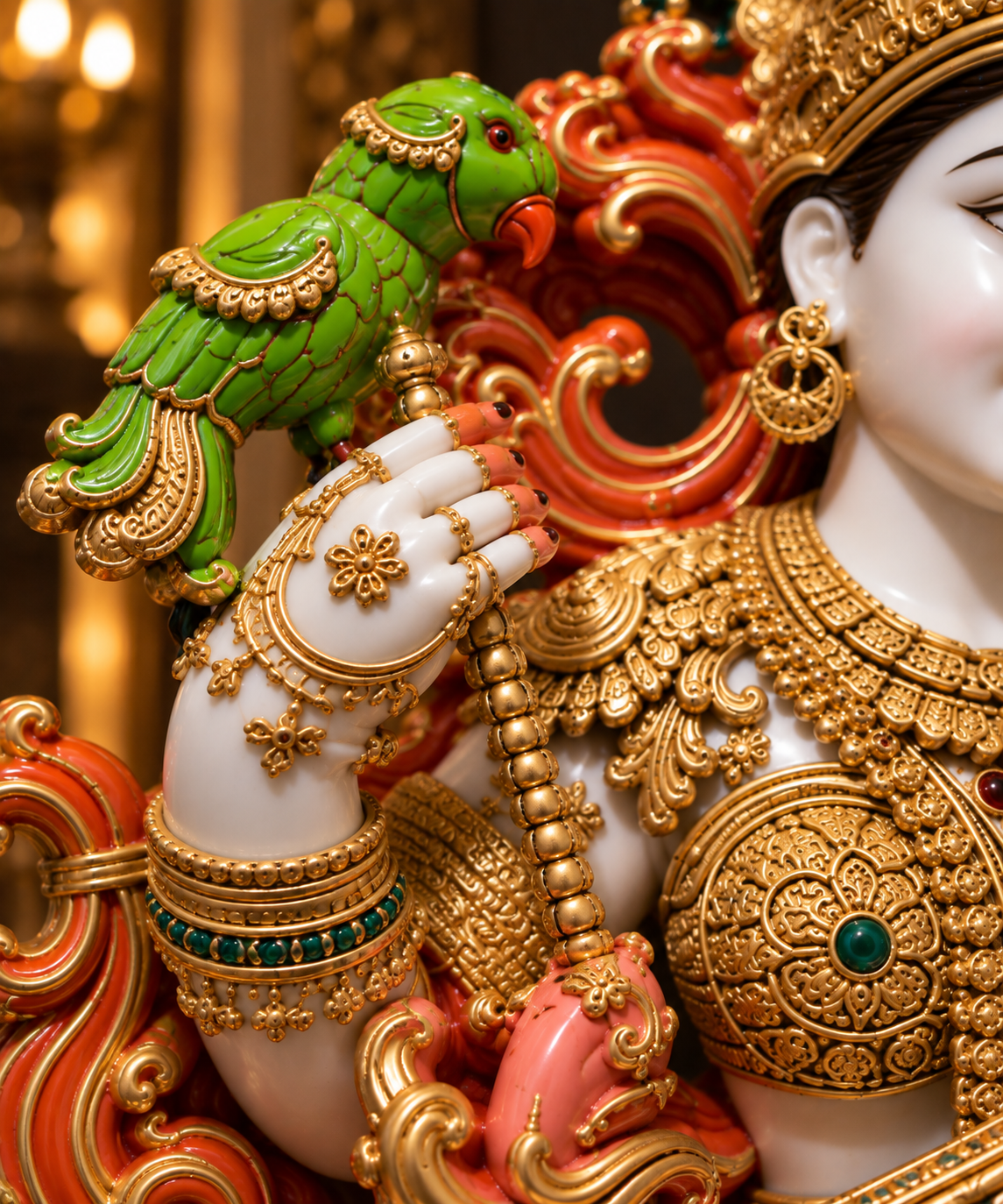 36 Inch Goddess Saraswati Marble dust Murti | Maa Saraswati Veena Statue