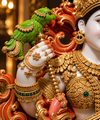 36 Inch Goddess Saraswati Marble dust Murti | Maa Saraswati Veena Statue