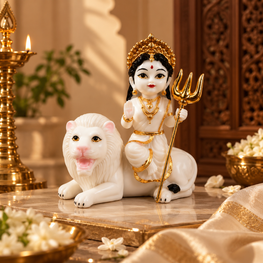 4 Inch Maa Durga with Lion Murti | Durga Maa Idol for Home Temple & Pooja Room