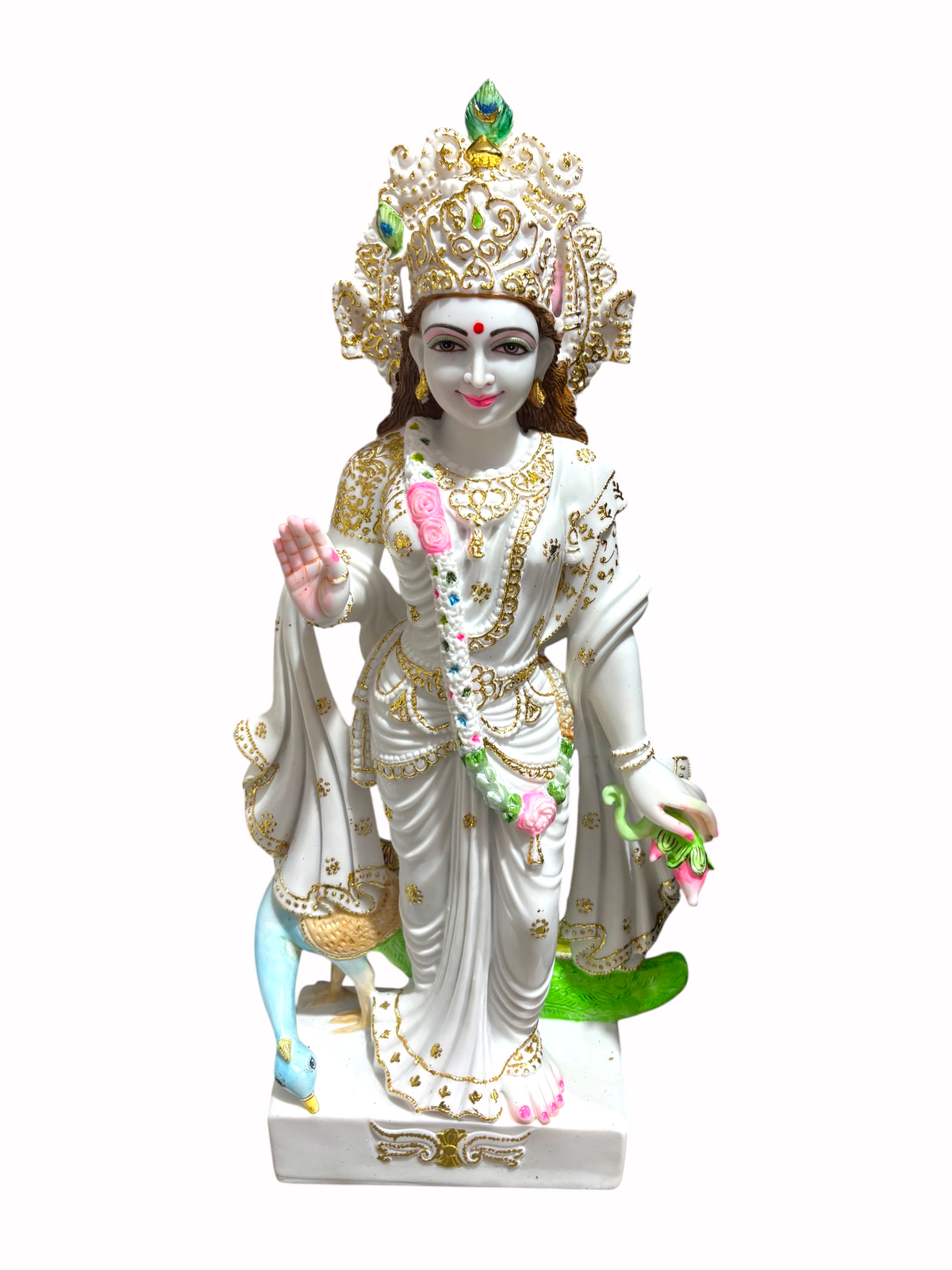2,5 Fuß reine Marmor Radha Krishna Idol