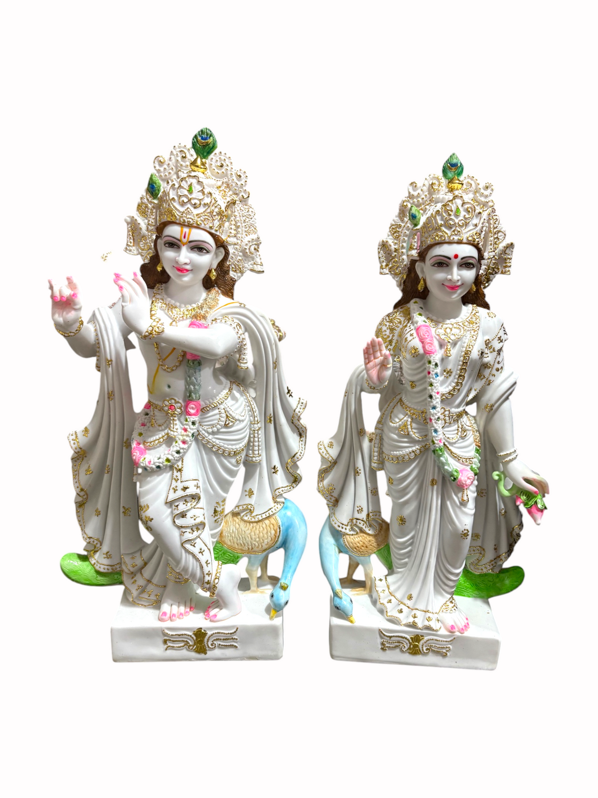 2,5 Fuß reine Marmor Radha Krishna Idol