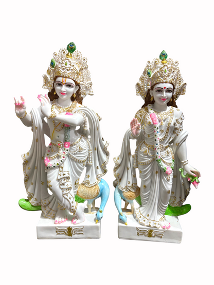 2,5 Fuß reine Marmor Radha Krishna Idol