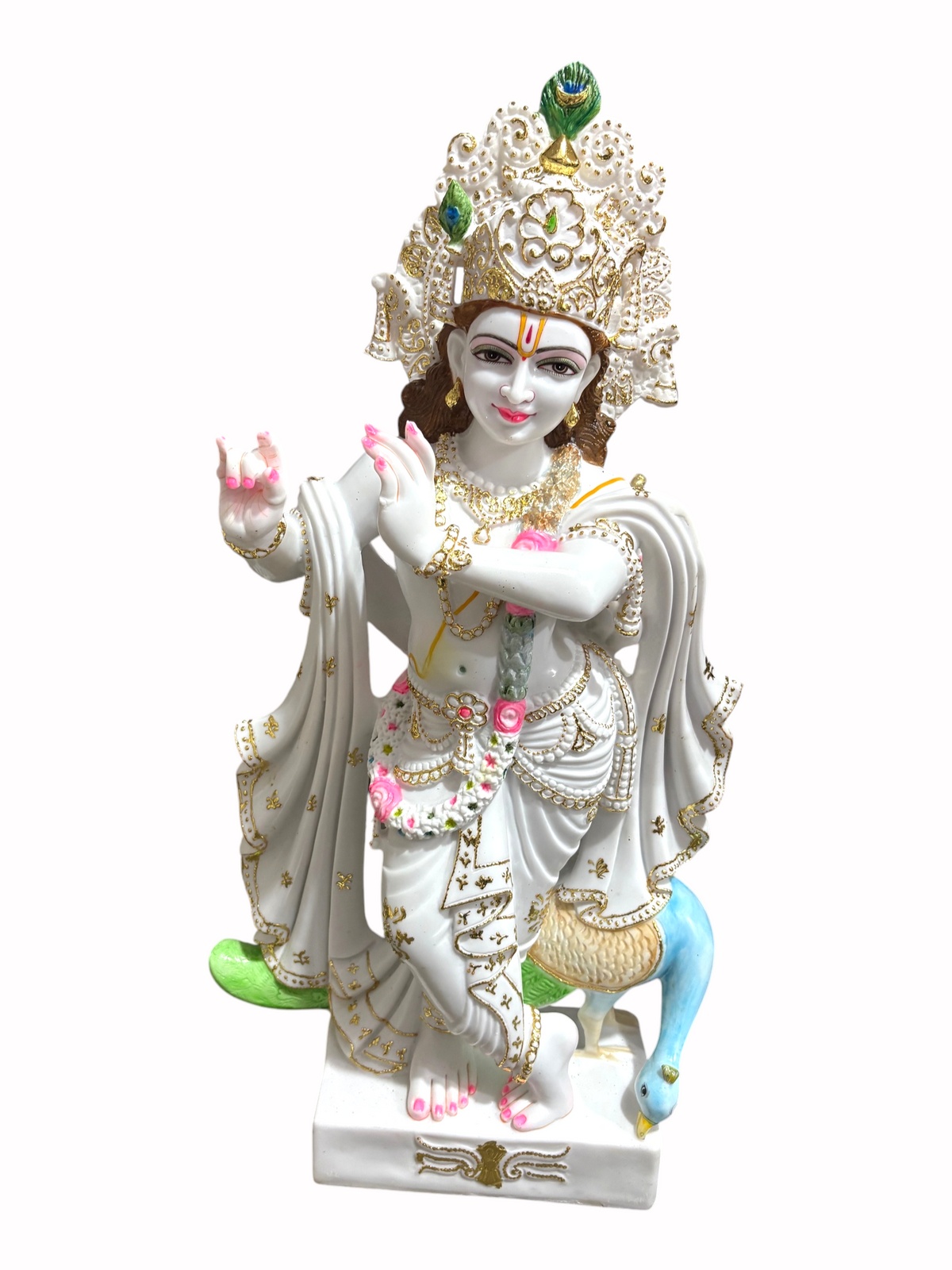 2,5 Fuß reine Marmor Radha Krishna Idol