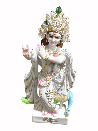 2,5 Fuß reine Marmor Radha Krishna Idol