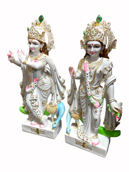 2,5 Fuß reine Marmor Radha Krishna Idol